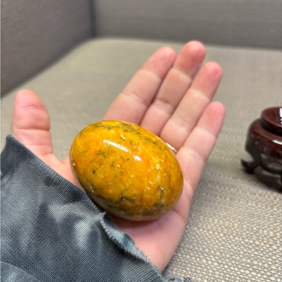 Vintage Marble Alabaster Egg / Orange/ Italian Egg - Picture 2 of 3